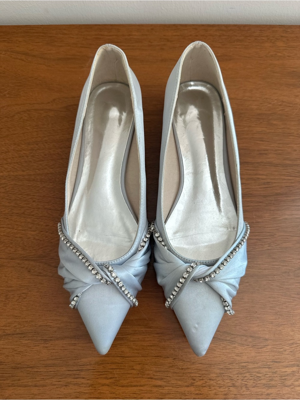 Source Unknown Silver Pointed Toe Embellished Heels